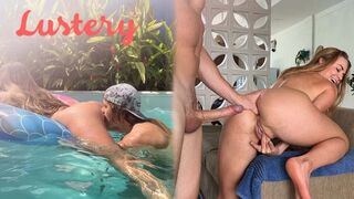 Buxom világos szőke amateur fenekét reszelik úszás után